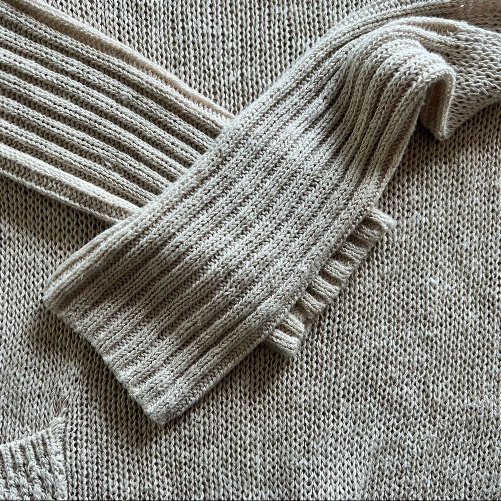 Anthropologie Linen Blend Sparrow Sweater Oatmeal XS Large knit - Picture 10 of 14